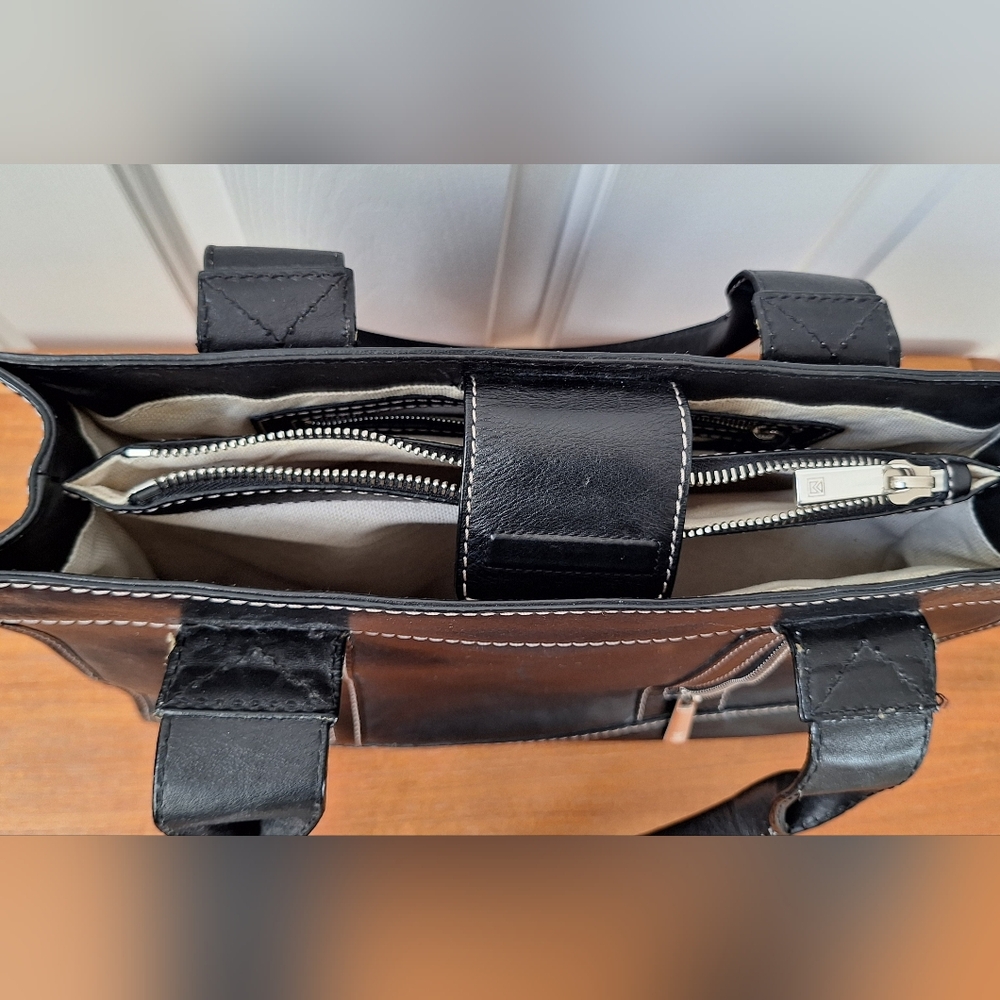 Michael Kors Leather Laptop Bag Work Tote Shoulder Structured Corpcore Black - Picture 6 of 14